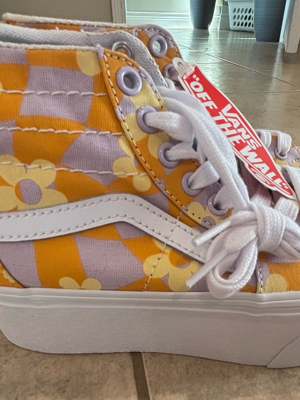 Vans Platform High-Top Sneakers in Yellow and Lavender Floral
